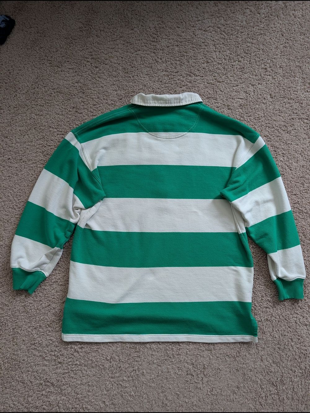 Aerie Womens White Green Striped Pullover Long Sleeve Rugby Shirt Size Small - Picture 2 of 8